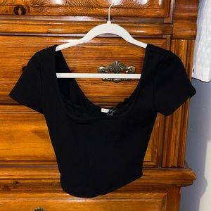 Black lace crop top